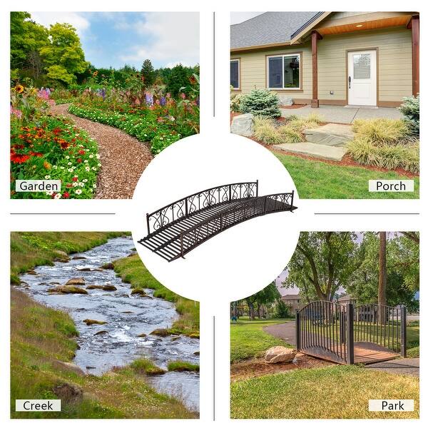 Backyard Bridge Winado Garden Bridge Decorative Footbridge Metal Arch, Black 3.3FT Garden Bridge 5 Ft