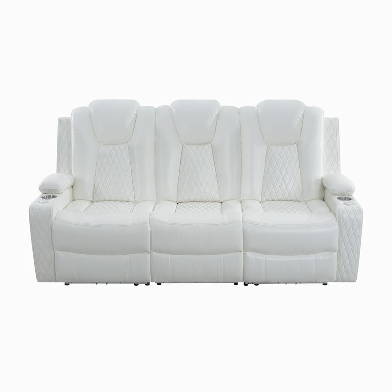 Premium Air Leather Home Theater Loveseat with LED Lights, Recliner with Built-in Speakers & Wireless Charging