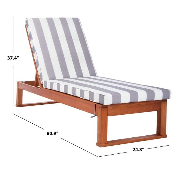 dimension image slide 4 of 8, SAFAVIEH Solano Outdoor Solid Wood Chaise Lounge Chair - 24.8" W x 80.9" L x 37.4" H