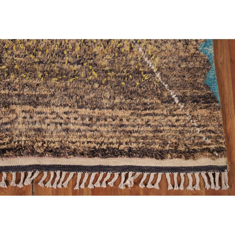Abstract Moroccan Oriental Area Rug Hand-Knotted Wool Carpet - 6'6" x 10'8"