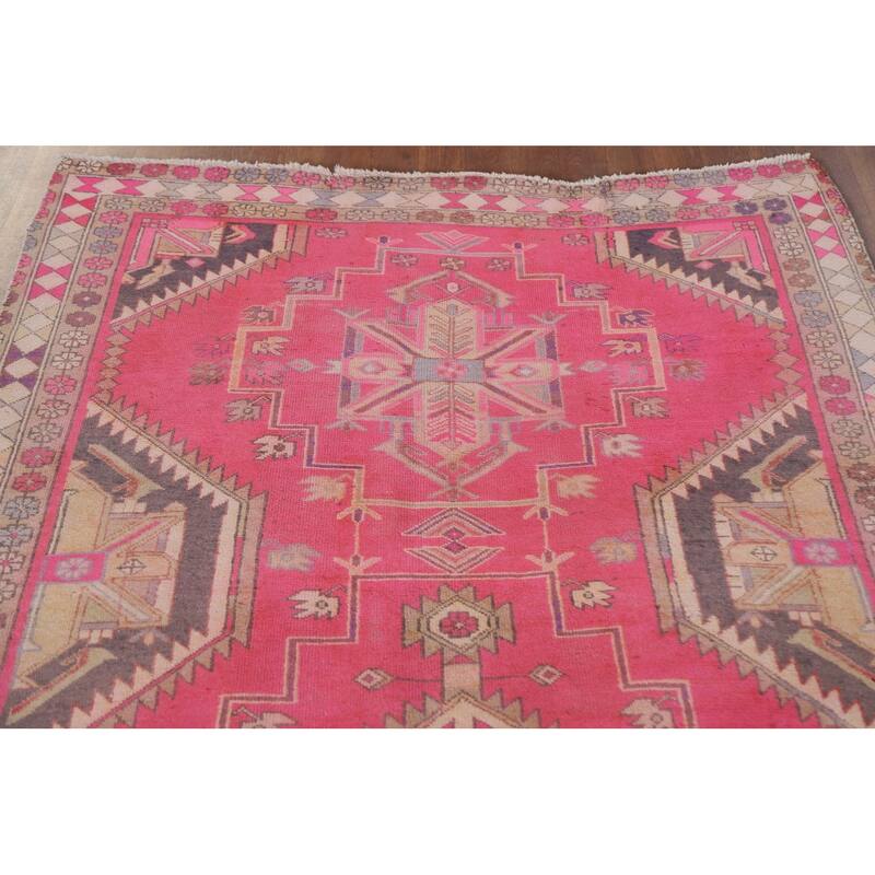 Hand Knotted Oriental 100% Wool Carpet Traditional Tribal Pink Ardebil Runner Rug - 9' 10'' X 4' 4''