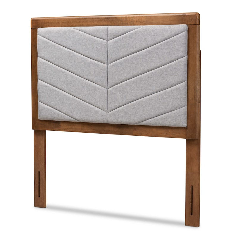 Iden Modern and Contemporary Fabric and Wood Twin Headboard in Grey - Light Grey