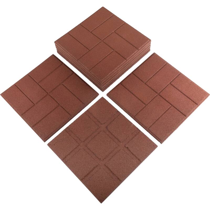 Pure Garden Rubber Deck Tiles 8-Pack - 28SQFT Outdoor Flooring Pavers