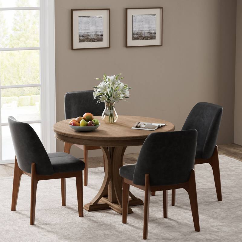 set of 2 upholstered side chairs with wooden legs, suitable for kitchen, dining room and office