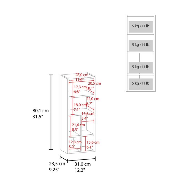 Wall Mounted Bathroom Cabinet with 6 Open Shelves Modern Storage Unit