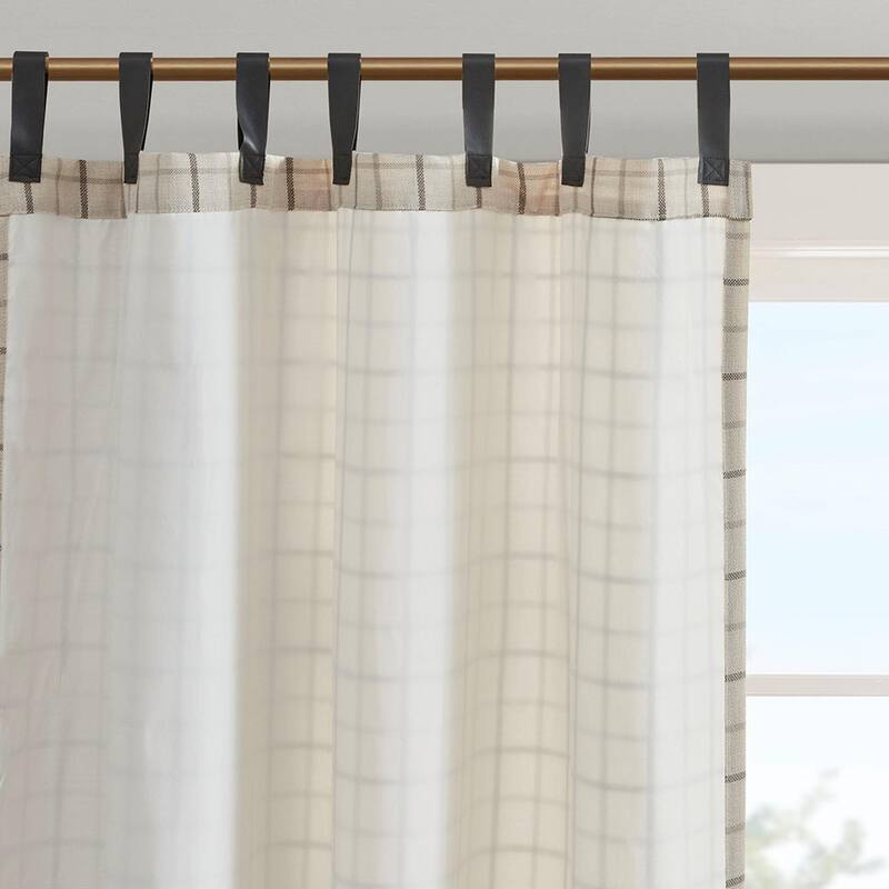 Plaid Rod Pocket and Back Tab Curtain Panel with Fleece Lining