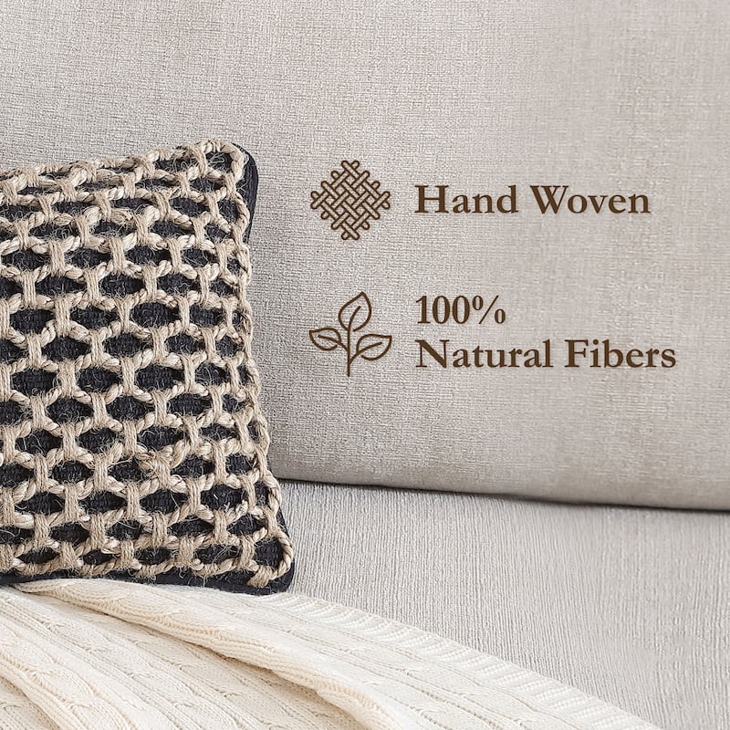 Boho Living Jada Braided Cotton/Jute Throw Pillow Covers