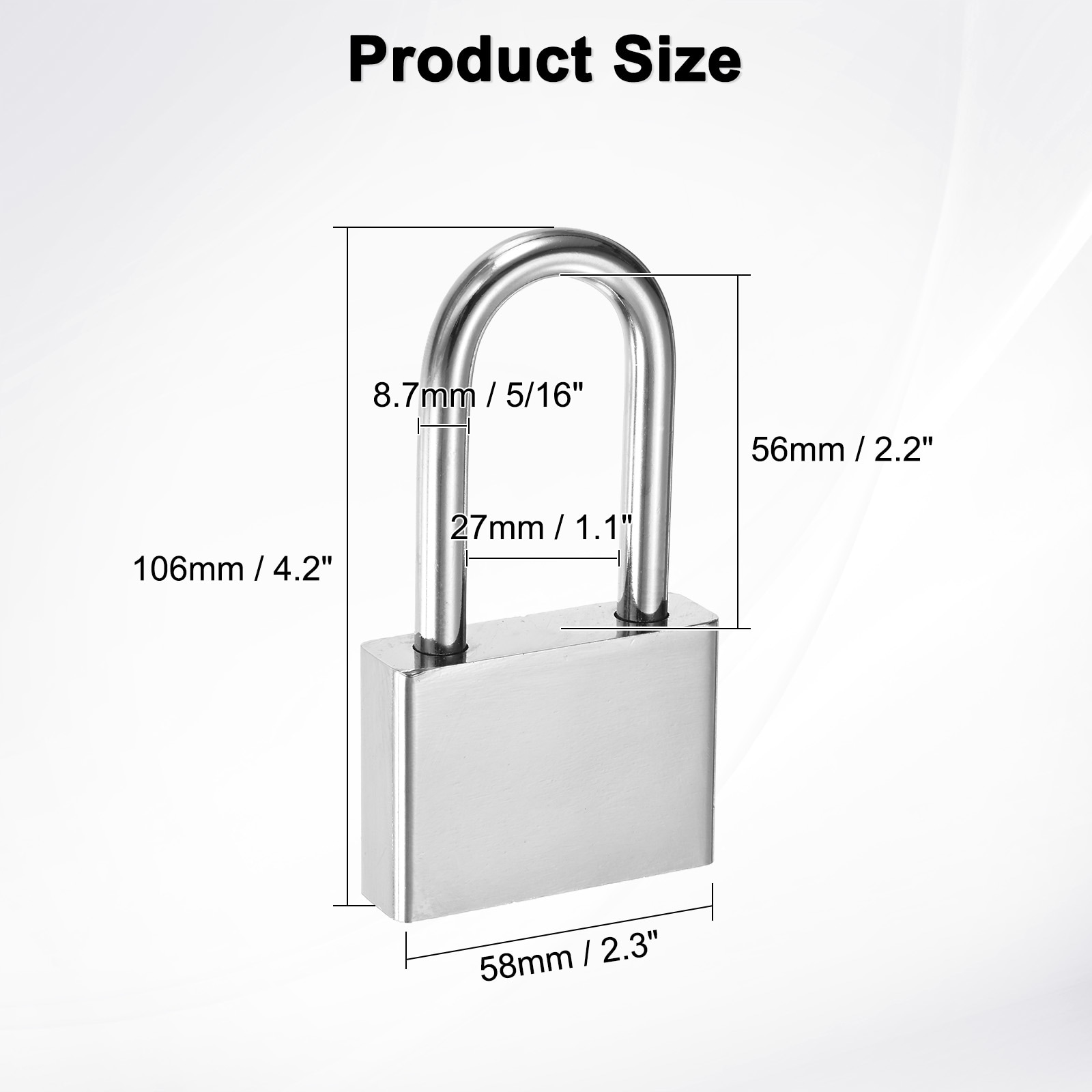 Heavy Duty Lock, Alloy Steel High Security Padlock with Key for Gate Warehouse Shipping Container Storage Door - Silver
