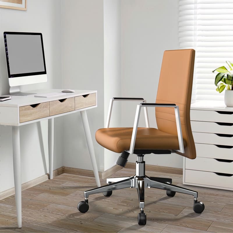Aleen Ergonomic Leather Office Chair with Iron Frame,Tilt, Swivel, Adjustable Height for Home or Executive Computer Desk