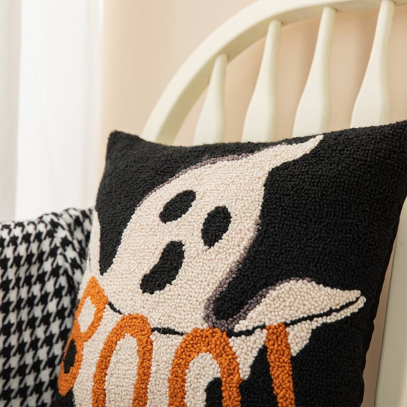 Glitzhome 14"L Polyester Halloween Ghost BOO Pillow