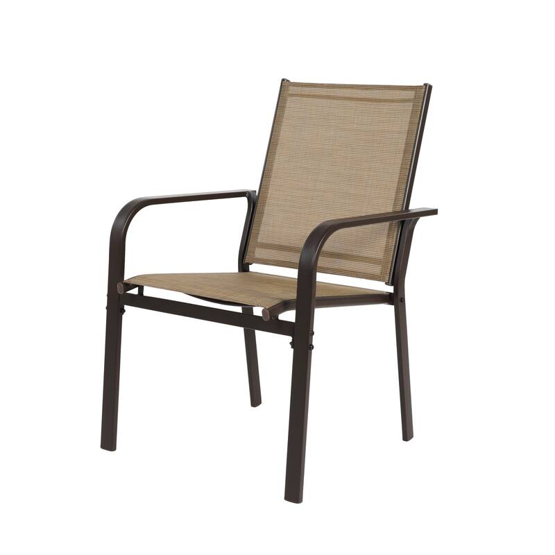 Patio Set with Rectangular Table & 6 Stackable Textilene Chairs, 7 Pcs