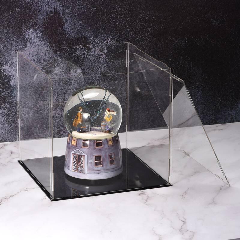 Acrylic Clear Display Case Box Dustproof Protection Showcase 30x30x10cm - Clear, Black