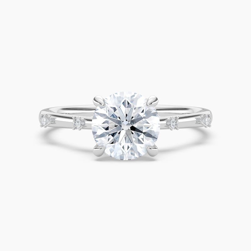Auriya 14k Gold Petite Diamond Station Round Lab Grown Engagement Ring 1.00 to 5.00 ct. tw. (F-G, VS) - 7 - 5.00 carats - White