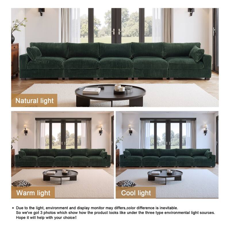 5-Piece Oversized Cotton Flannel Modular Sectional Sofa for Living Room