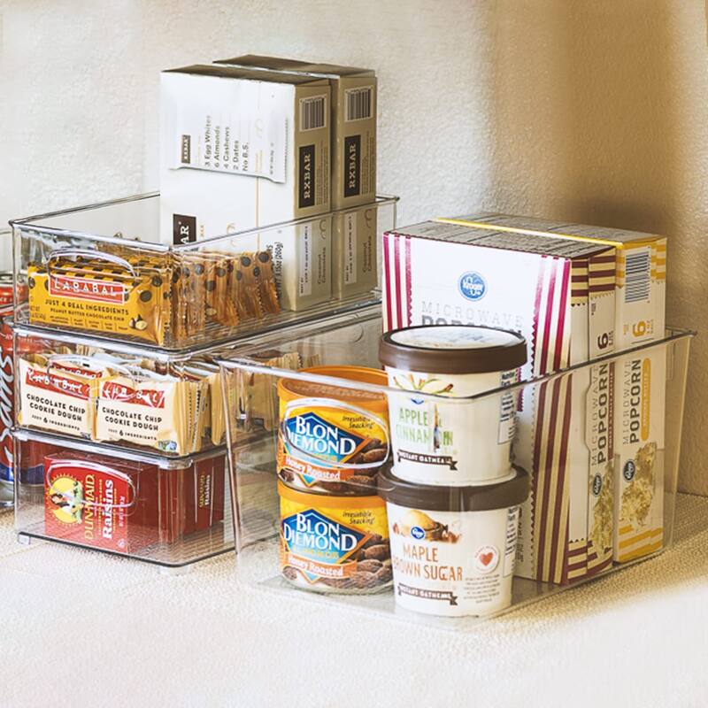 Sorbus Clear Plastic Organizer Storage Bin Containers with Handles for Pantry Food & Kitchen Fridge (8-Pack)