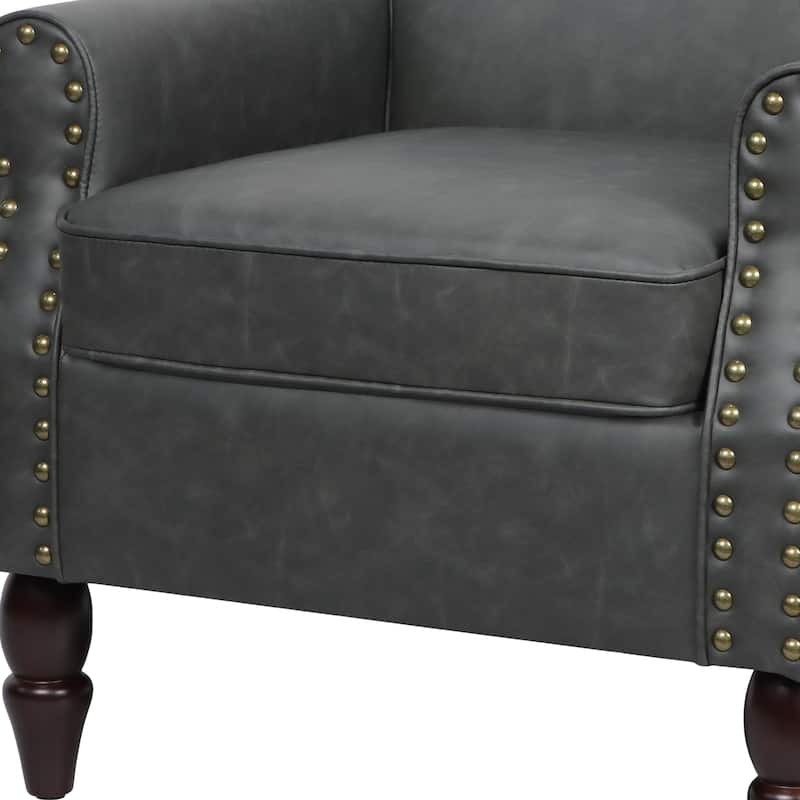 Mid-Century Modern Accent Chairs with Nailhead Trim