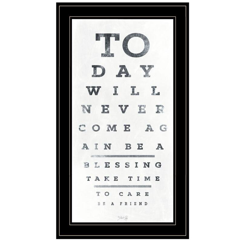 TrendyDecor4U Mid-Century Modern "Eye Chart I" Framed Print Wall Art by Marla Rae - Black & White - Black