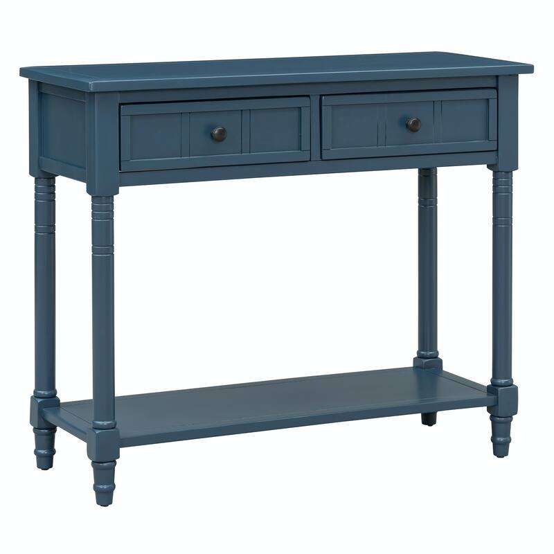 Daisy Series Console Table with Traditional Design, Two Drawers, and Bottom Shelf