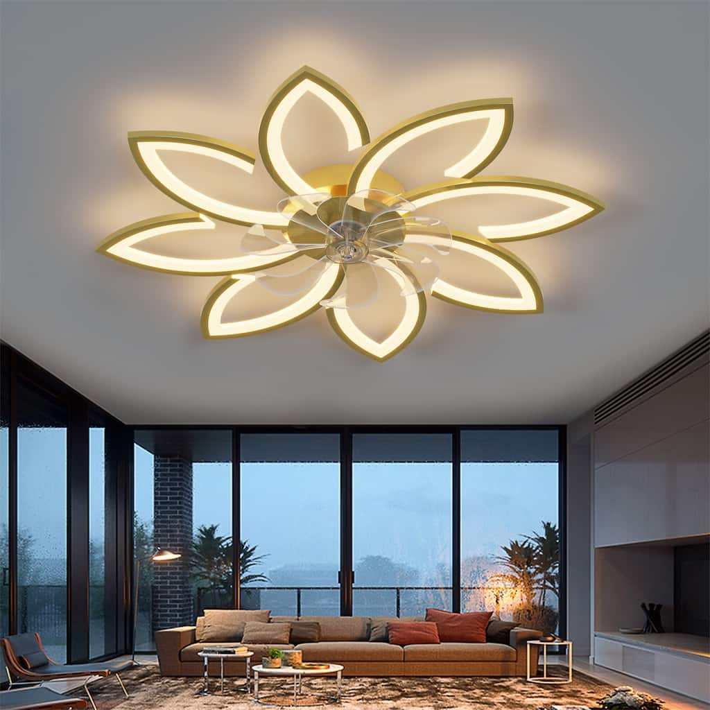 35" Ceiling Fan with Lights Remote Control Dimmable LED, 6 Gear Wind Speed