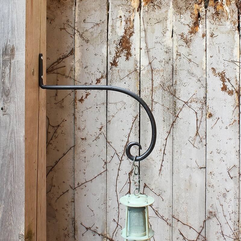 Achla Designs Set of 2 Outdoor Garden Downturned Hanger Hooks, 10 Inch Long, Black Powder Coat Finish