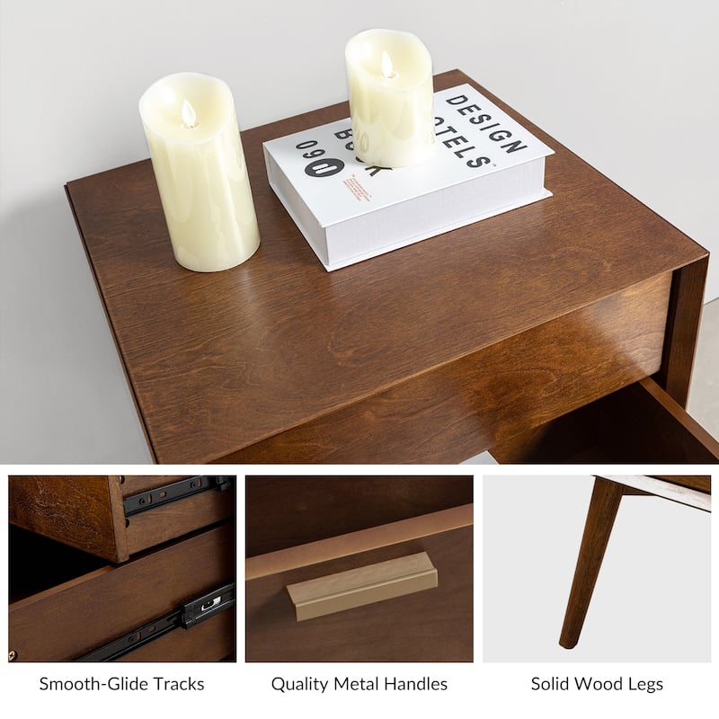 Isabel Mid-Century 2 - Drawer Wood Nightstand by HULALA HOME