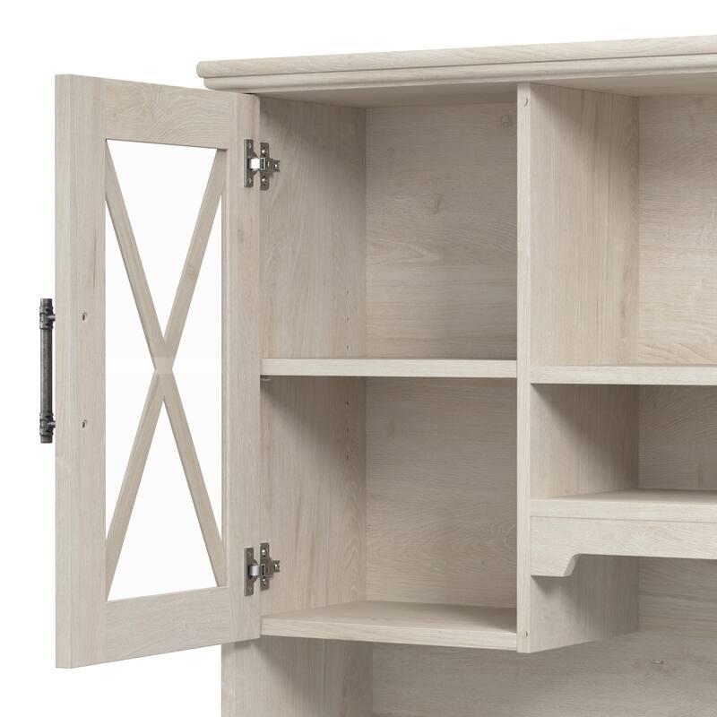Lennox Farmhouse Desk with Hutch and Keyboard Tray by Bush Furniture