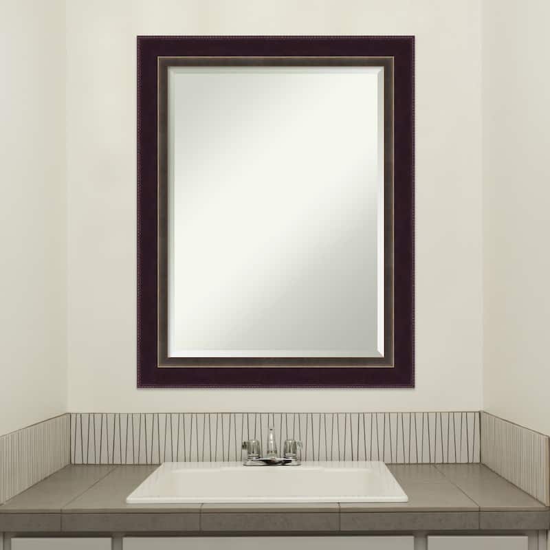 Beveled Wood Bathroom Wall Mirror - Signore Bronze Frame
