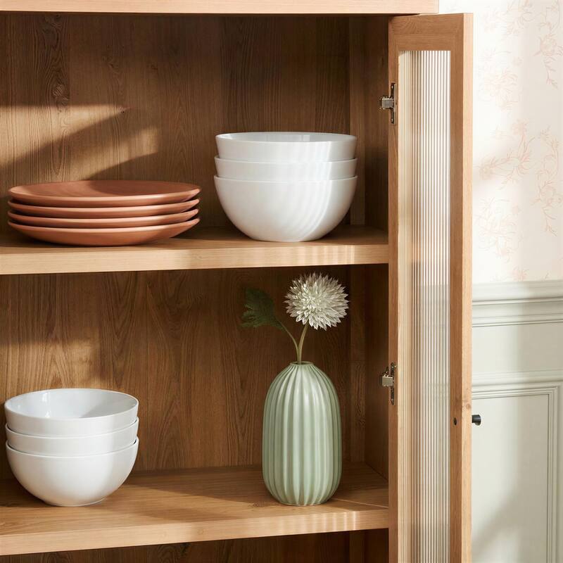 Walker Edison Modern Fluted Glass Bookshelf Cabinet with Drawers