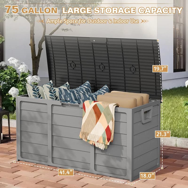 SUNCROWN 75-120 Gallon Weatherproof Resin Outdoor Storage Deck Box for Furniture and Supplies