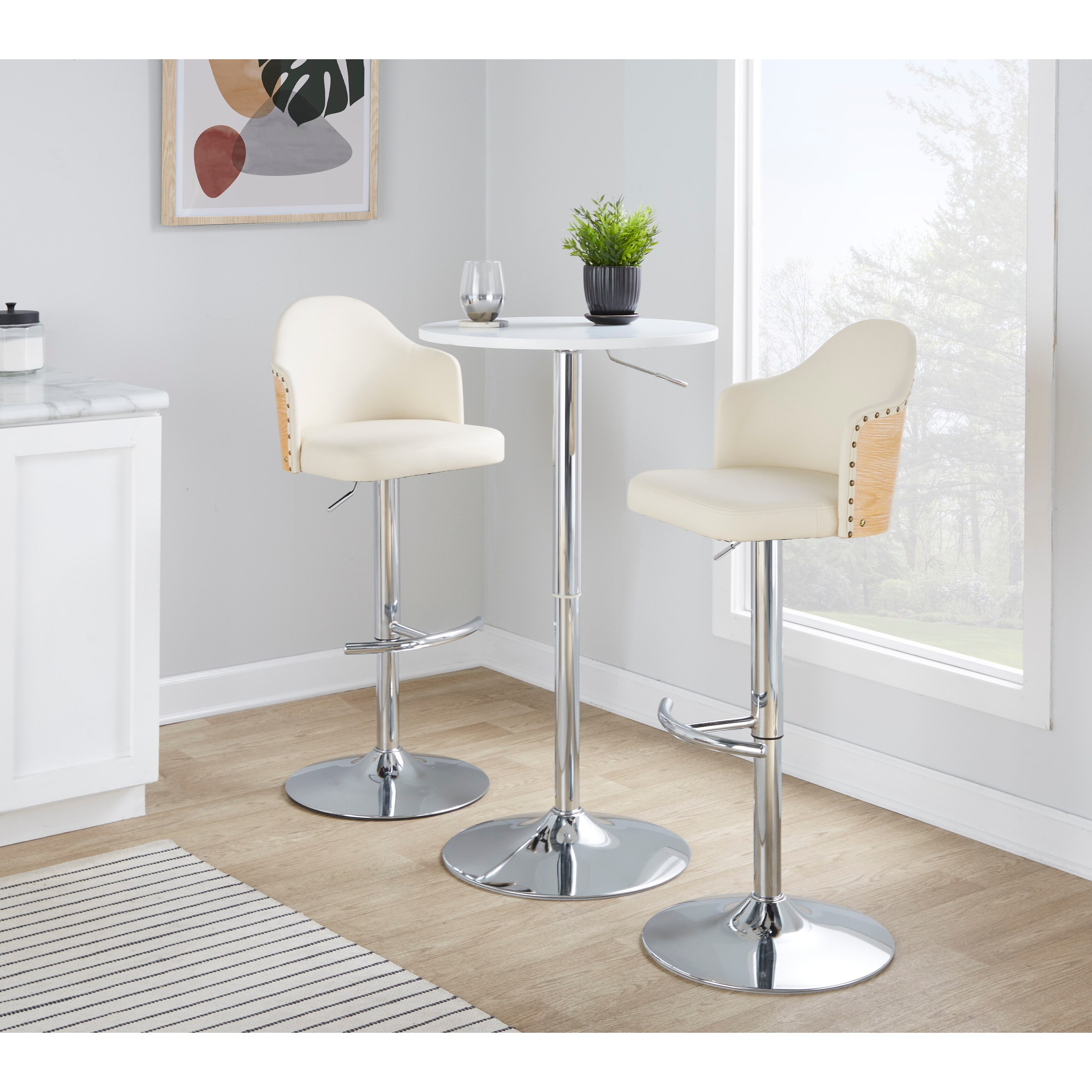 Carson Carrington Valsatra Adjustable Bar Stool with Natural Wood