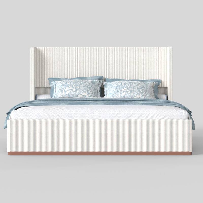 Corduroy Upholstered Platform Bed, Wingback Headboard Bed Frame