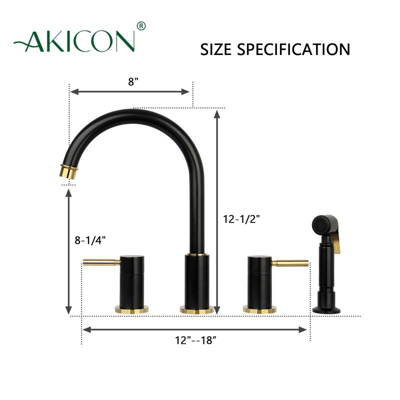 Two-Handles Widespread Kitchen Faucet with Side Sprayer