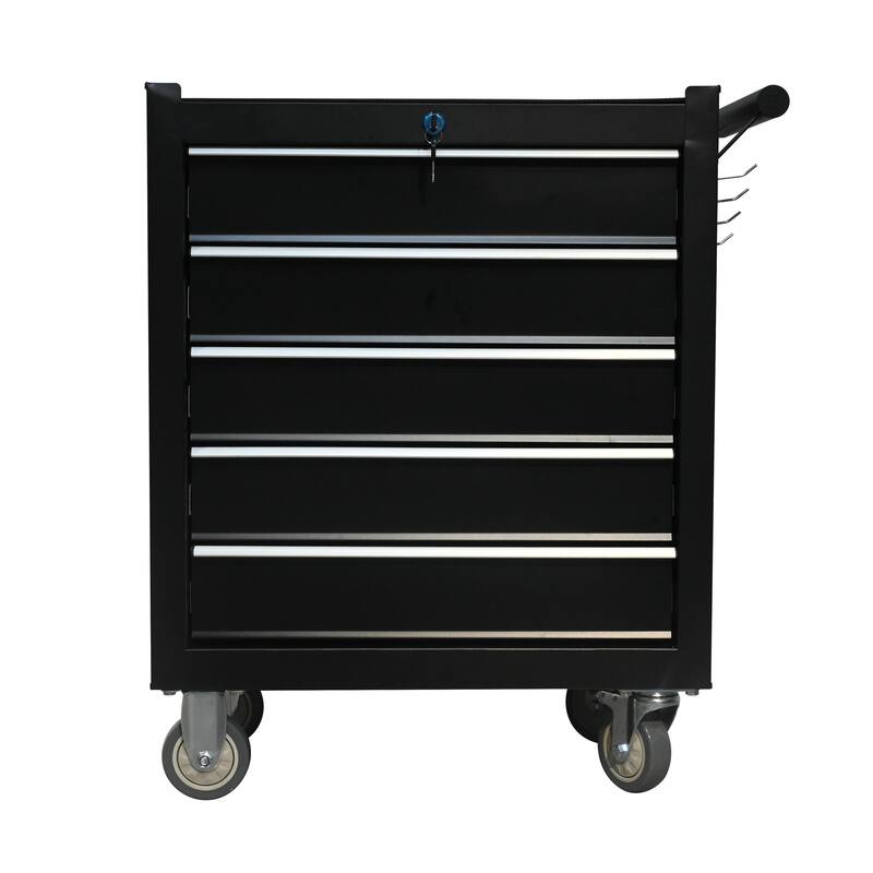 5-drawer metal rolling tool cabinet, storage toolbox with brake wheels, toolbox with lock