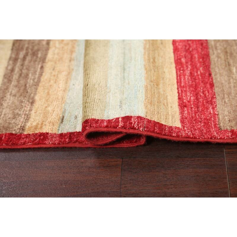 Striped Gabbeh Kashkoli Oriental Wool Runner Rug Hand-knotted Carpet - 2'9" x 7'11"