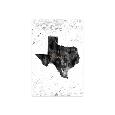 Texas Black And White Gold Print On Acrylic Glass by WallDecorAddict