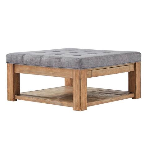 Lennon Pine Storage Ottoman Coffee Table by iNSPIRE Q Artisan