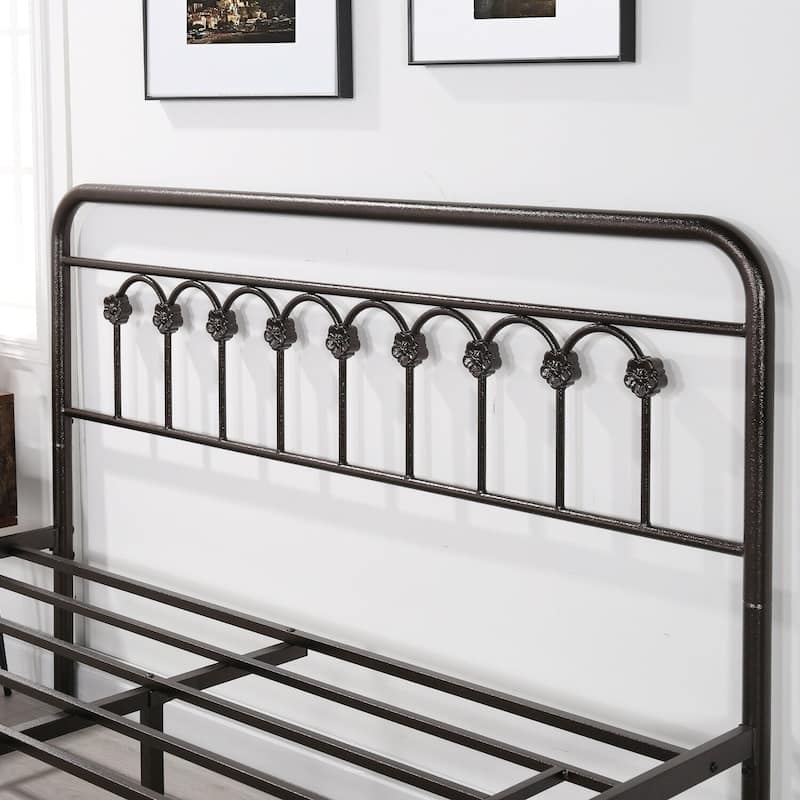VECELO Industrial Metal Platform Bed Frame with Headboard Twin/Full/Queen/King Size Bed