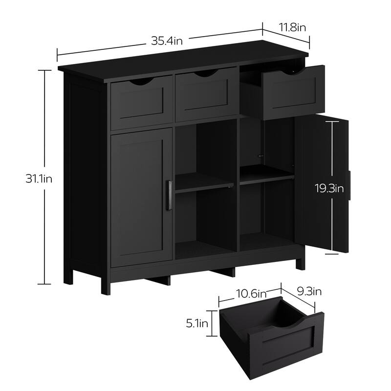 Wooden Floor Cabinet,with Drawers and Shelves Storage Cabinets,Accent Cabinet for Living Room,Bedroom