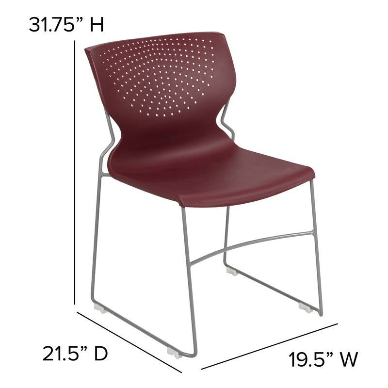 661 lb. Capacity Full Back Stack Chair with Powder Coated Frame