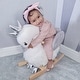 preview thumbnail 1 of 7, Qaba Rocking Horse, Kids Ride on Horse Swan Rocker with Sound, Plush Seat, Wooden Base, Safety Belt White