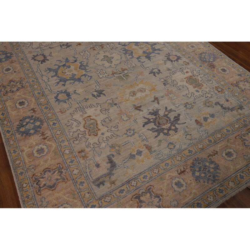 Oriental Vegetable Dye Oushak Turkish Area Rug Handmade Wool Carpet - 5'11"x 8'10"