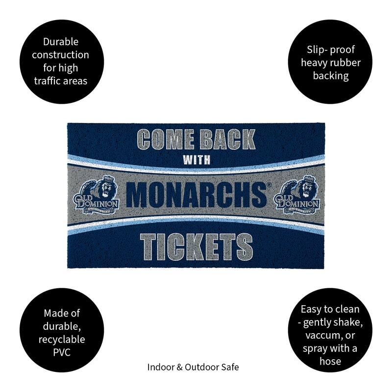Old Dominion University 28 in. x 16 in. PVC "Come Back With Tickets" Trapper Door Mat