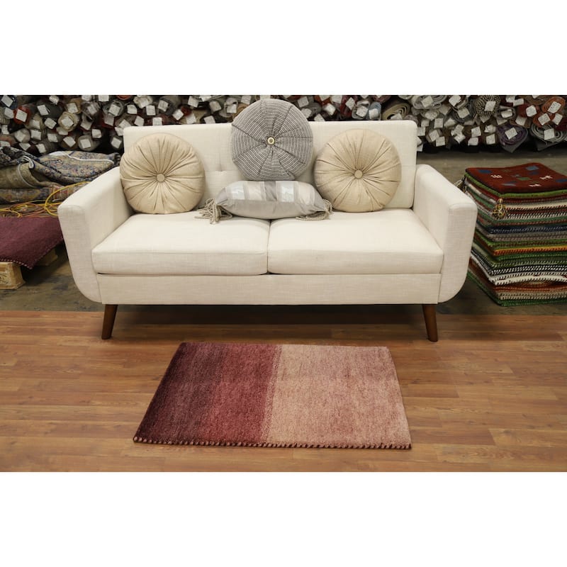 Hand Knotted Oriental 100% Wool Carpet Modern Modern Multi-Colored Gabbeh Area Rug - 2' 11'' X 2' 1''