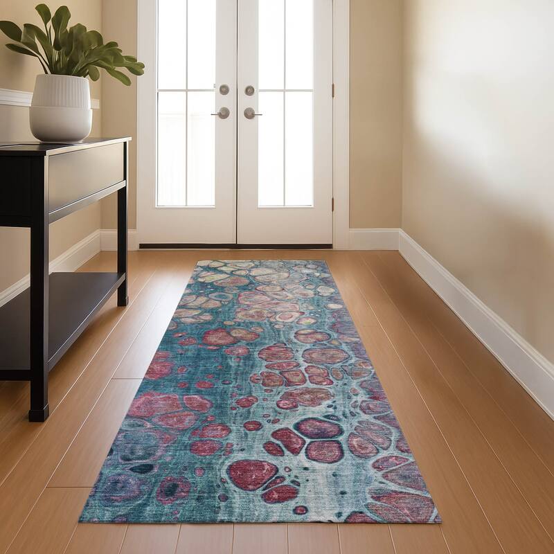 Premium Washable Super Soft Modern Abstract Mayfield Rug - Teal - 2'3" x 7'6"