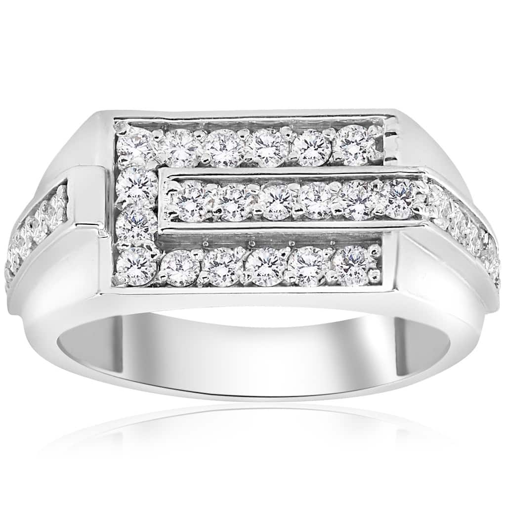 3/4ct Diamond Mens Wedding Ring White Gold