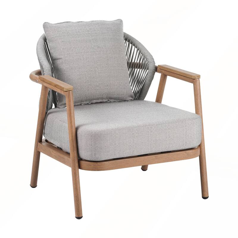 Outdoor Rope Club Chair with Gray Cushion Set of 2