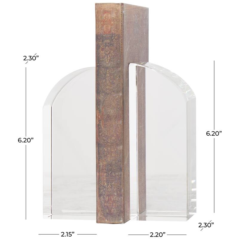 Clear Crystal Arched Geometric Decorative Bookends (Set of 2)
