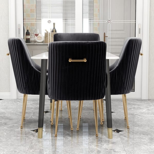 SEYNAR Modern Glam Boucle Pleated Velvet Dining Chair or Vanity Chair ...