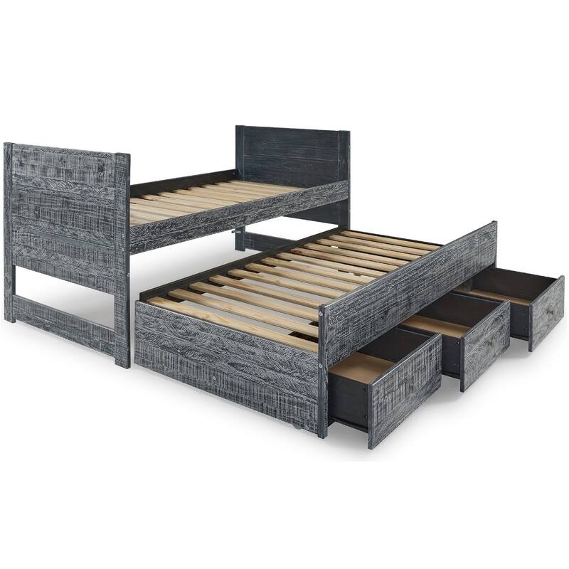 Taylor & Olive Begonia Twin Bed with Twin Trundle & 3 Built in Drawers