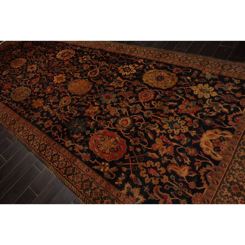 6x15'3'' Hand Knotted Wool Dark Blue Traditional Botanical Peshawar Rug - 6' x 15' 3''